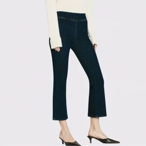 Frame Super Y2K 2000s The Jetset Crop Mini Boot Dark Denim Flare Pull On Jeans